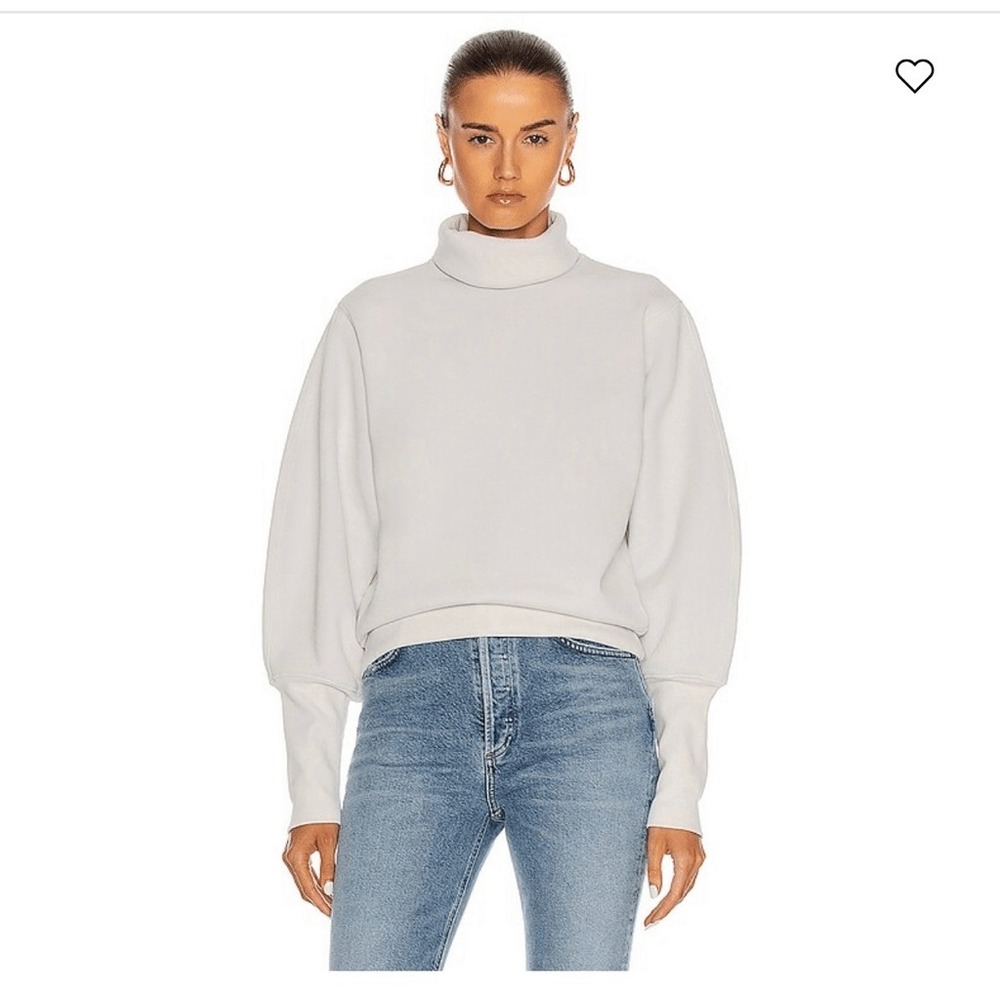 AGOLDE Sweatshirt Sz S White Extended Rib Turtleneck 100% Cotton French Terry